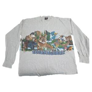 Vintage 1992 HABITAT Signal Sports Yosemite Crewneck Long-sleeve Tee Gray XL